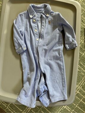 Ralph Lauren Light Blue Knit Polo Romper